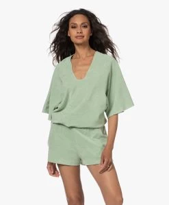 Speezys Amsterdam Badstof Jersey Kaftan Top - Smoke Green