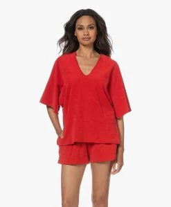 Speezys Amsterdam Badstof Jersey Kaftan Top - Fire Red