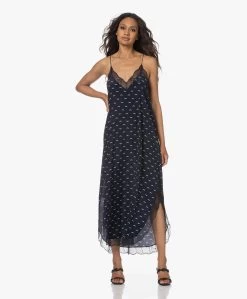Zadig & Voltaire Ristyl Polka Wings Zijden Lange Jurk - Marine
