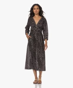 Xírena Juliana Midi Print Jurk - Black Jewel