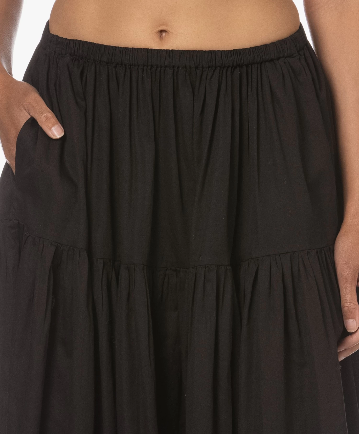 Enza Costa Cool Cotton Tiered Maxi Rok - Zwart 12 Enza Costa Cool Cotton Tiered Maxi Rok - Zwart - Afbeelding 10