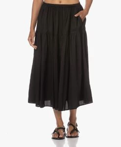 Enza Costa Cool Cotton Tiered Maxi Rok - Zwart