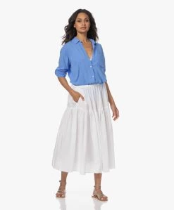 Enza Costa Cool Cotton Tiered Maxi Rok - Wit -JAMES PERSE WINKEL 230614 1553b3e8 e662 4023 8851 6741d837117c