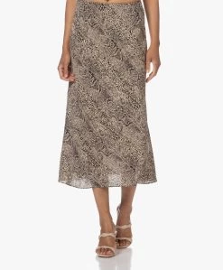 By Malene Birger Bosha Midi Slangenprint Rok - Zwart/Beige
