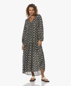 By-Bar Hayley Baski Print Viscose Maxi Jurk - Donkergroen/Crème -JAMES PERSE WINKEL 230620 4a5d8c6b 57ca 4205 aabc 5b5020615a80