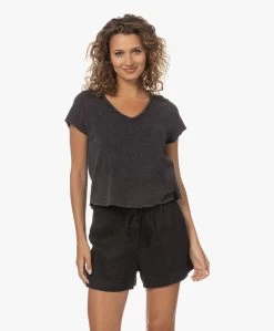 American Vintage Sonoma Cropped V-Hals T-Shirt - Vintage Black