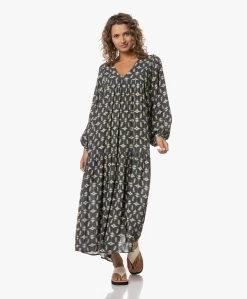 By-Bar Hayley Baski Print Viscose Maxi Jurk - Donkergroen/Crème -JAMES PERSE WINKEL 230620 a949fc1c 52ab 489e bc7c 63eb4ddc2011