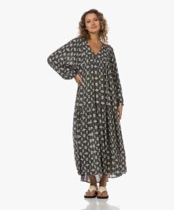 By-Bar Hayley Baski Print Viscose Maxi Jurk - Donkergroen/Crème -JAMES PERSE WINKEL 230620 cd041df6 ef6d 48fe 8dce 64dfcd9b0d6a