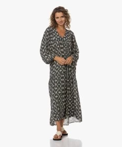 By-Bar Hayley Baski Print Viscose Maxi Jurk - Donkergroen/Crème -JAMES PERSE WINKEL 230620 f1e6dede 1a14 4de4 9218 9cee9ca16aa4