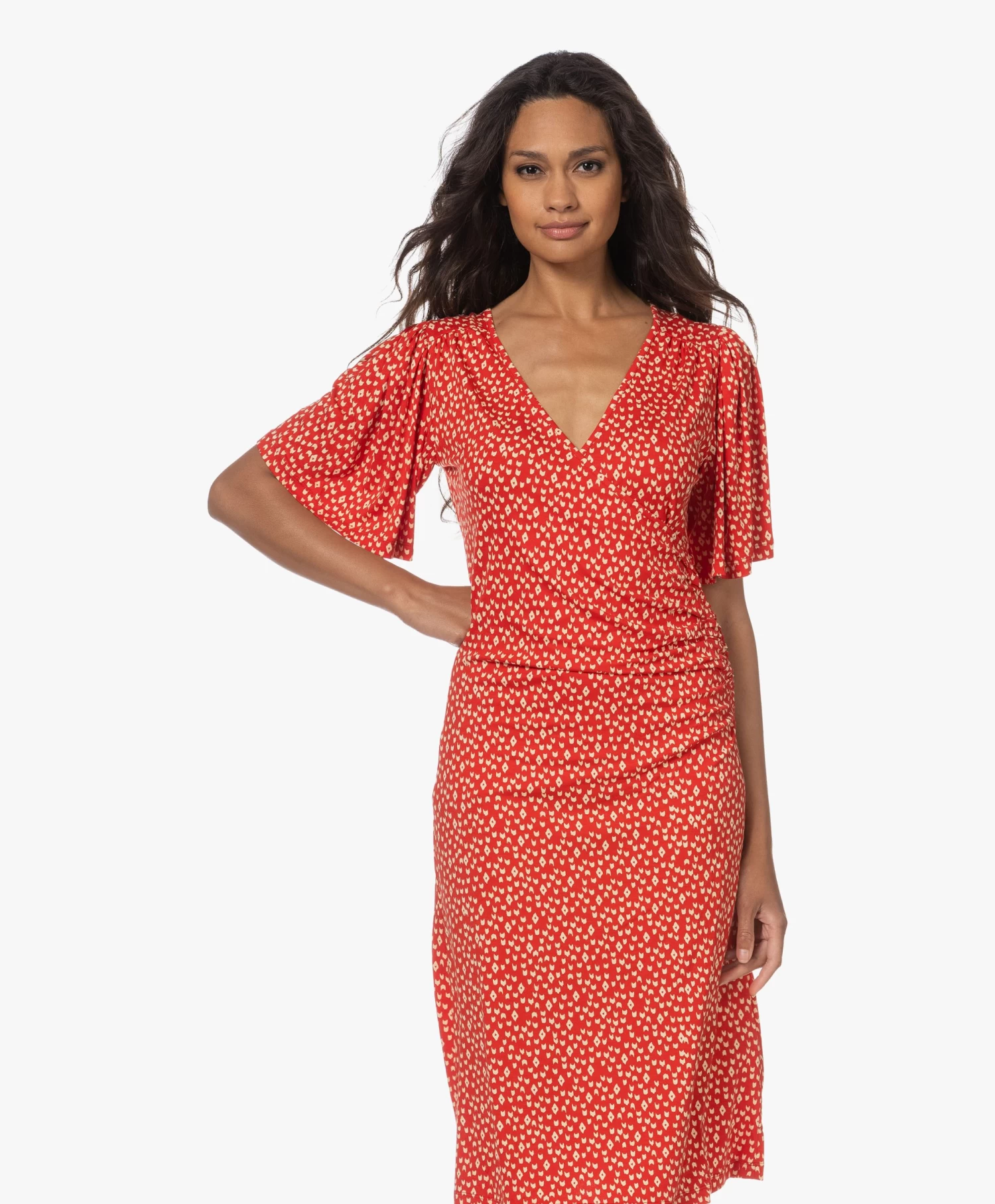 Plein Publique La Clarice Jersey Print Jurk - Bright Red 5 Plein Publique La Clarice Jersey Print Jurk - Bright Red - Afbeelding 3