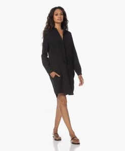 Woman By Earn Ted Katoenen Mousseline Jurk - Zwart