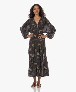 By-Bar Hayley Bird Print Crinkle Maxi Jurk - Off-Black/Multi -JAMES PERSE WINKEL 230627 509eaff7 829a 490f a0b7 56652a49bba3