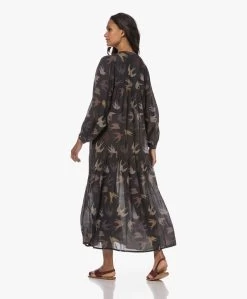 By-Bar Hayley Bird Print Crinkle Maxi Jurk - Off-Black/Multi -JAMES PERSE WINKEL 230627 b49c6355 c51e 4e17 9808 835eefe1ee3a