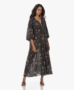 By-Bar Hayley Bird Print Crinkle Maxi Jurk - Off-Black/Multi -JAMES PERSE WINKEL 230627 d9463050 9ce6 43ec acc4 63ed86b8787c