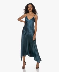 Joseph Ade Plissé Satijnen Midi Rok - Dark Teal -JAMES PERSE WINKEL 230629 2543845a 3681 429e 94e0 46839359cabc