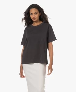 American Vintage Fizvalley Katoenen Boxy T-Shirt - Vintage Carbone