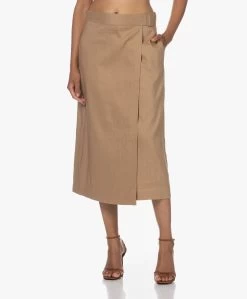 Vince Linnen-Viscose Midi Wikkelrok - Sandshell