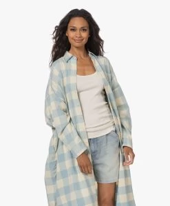 Denimist Flanellen Blousejurk Met Vichy Ruit - Lichtblauw/Ecru -JAMES PERSE WINKEL 230629 b38463e4 03de 4de7 b829 735eee9fb5db
