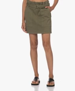 Anine Bing Aveline Stretch-Katoenen Cargo Rok - Army Green