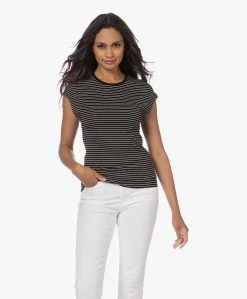 Closed Gestreept T-Shirt Met Kapmouwen - Zwart -JAMES PERSE WINKEL 230706 bca1364b 79da 45c0 958a 1d796e25d97c