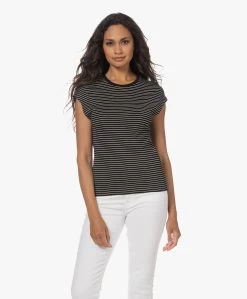 Closed Gestreept T-Shirt Met Kapmouwen - Zwart -JAMES PERSE WINKEL 230706 bfa85754 f3e4 47b7 9a78 0e6558e1c289