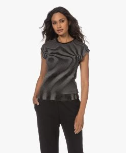 Closed Gestreept T-Shirt Met Kapmouwen - Zwart -JAMES PERSE WINKEL 230706 d3c5fcba fe3d 43dd 8a02 3714f6958947