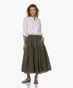 Enza Costa Cool Cotton Tiered Maxi Rok - Dark Olive -JAMES PERSE WINKEL 230711 0c37fca3 4a47 41b2 ba40 8287ce51a9ca