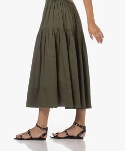 Enza Costa Cool Cotton Tiered Maxi Rok - Dark Olive -JAMES PERSE WINKEL 230711 22a46f19 0f20 489e 959f b3c51f53d4be