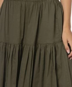 Enza Costa Cool Cotton Tiered Maxi Rok - Dark Olive -JAMES PERSE WINKEL 230711 2ebb17ab a304 4aaf 9888 612511560222