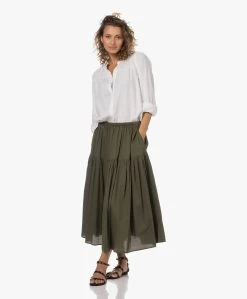 Enza Costa Cool Cotton Tiered Maxi Rok - Dark Olive -JAMES PERSE WINKEL 230711 484e2dc3 13b6 4a8a a8c1 82d9463e3d1e