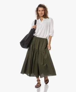 Enza Costa Cool Cotton Tiered Maxi Rok - Dark Olive -JAMES PERSE WINKEL 230711 54306ac3 eafa 450a b389 70bdfb97ac22