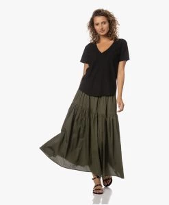 Enza Costa Cool Cotton Tiered Maxi Rok - Dark Olive -JAMES PERSE WINKEL 230711 574adb63 6640 4cfb a2a8 54bf644b2c08