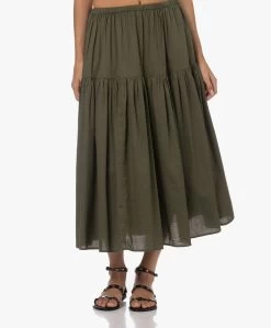 Enza Costa Cool Cotton Tiered Maxi Rok - Dark Olive -JAMES PERSE WINKEL 230711 9160b21e d198 44e3 991d 376cb8a88b2d