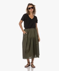 Enza Costa Cool Cotton Tiered Maxi Rok - Dark Olive -JAMES PERSE WINKEL 230711 cbab46f8 639d 4064 8719 cb2a34ca3cf0