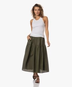Enza Costa Cool Cotton Tiered Maxi Rok - Dark Olive -JAMES PERSE WINKEL 230711 f2df0a3c 9755 44f2 8530 2d1fc3fc0ec8