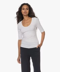 Filippa K Cotton Stretch Scoop Neck T-Shirt - Wit