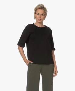 Lasalle Boxy Ponte Jersey T-Shirt - Zwart