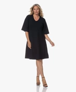 Kyra Eliana Gestructureerde Jersey Fit & Flare Dress - Donker Navy -JAMES PERSE WINKEL 230725 ac172271 90dd 4582 8f2d 1ade71bd167d