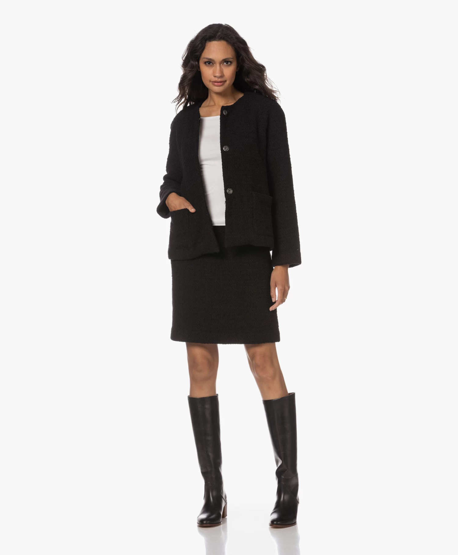 No Man'S Land Rechte Bouclé Rok - Zwart 5 No Man'S Land Rechte Bouclé Rok - Zwart - Afbeelding 3