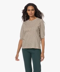 By-Bar Nicky Gestreept Slub Jersey T-Shirt - Chalk