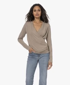 Lasalle Lyocell Jersey Overslag T-Shirt - Taupe -JAMES PERSE WINKEL 230808 01e6fce8 9a5f 4558 b09e 8f007f9cf9cf