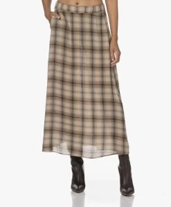 Diega Jabo Geruite Maxi Rok - Multi Bruin