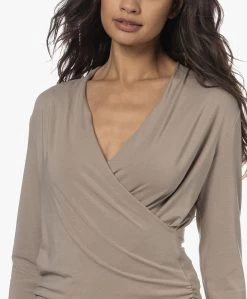 Lasalle Lyocell Jersey Overslag T-Shirt - Taupe -JAMES PERSE WINKEL 230808 b3713fd1 9929 479a ac7d fe9ff723f58f