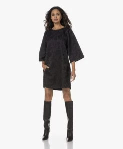 By-Bar Sadie Jaquard Jurk Met Flared Mouwen - Zwart