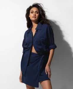 Xírena Linnea Gewassen Poplin Wikkelrok - Navy -JAMES PERSE WINKEL 9037fc07 a615 4b5a 9c8d 62bea40c5f7f 01