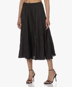 Joseph Sully Habotai Zijden Crinkle Midi Rok - Zwart