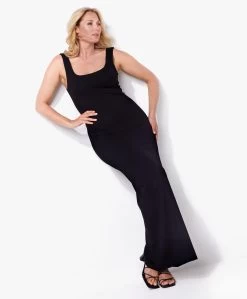 Viveh Sapphire Mouwloze Jersey Maxi Jurk - Zwart